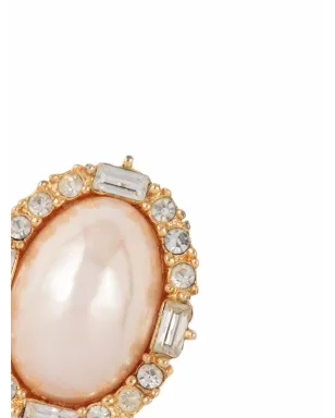Christian Dior ビンテージ 1980年代 パール装飾オーバルクリップオンイヤリング - ゴールド - サムネイル2