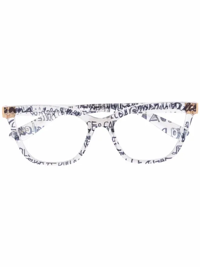 Dolce & Gabbana Eyewear Dolce & Gabbana Eyewear スローガンキャットアイメガネの商品画像