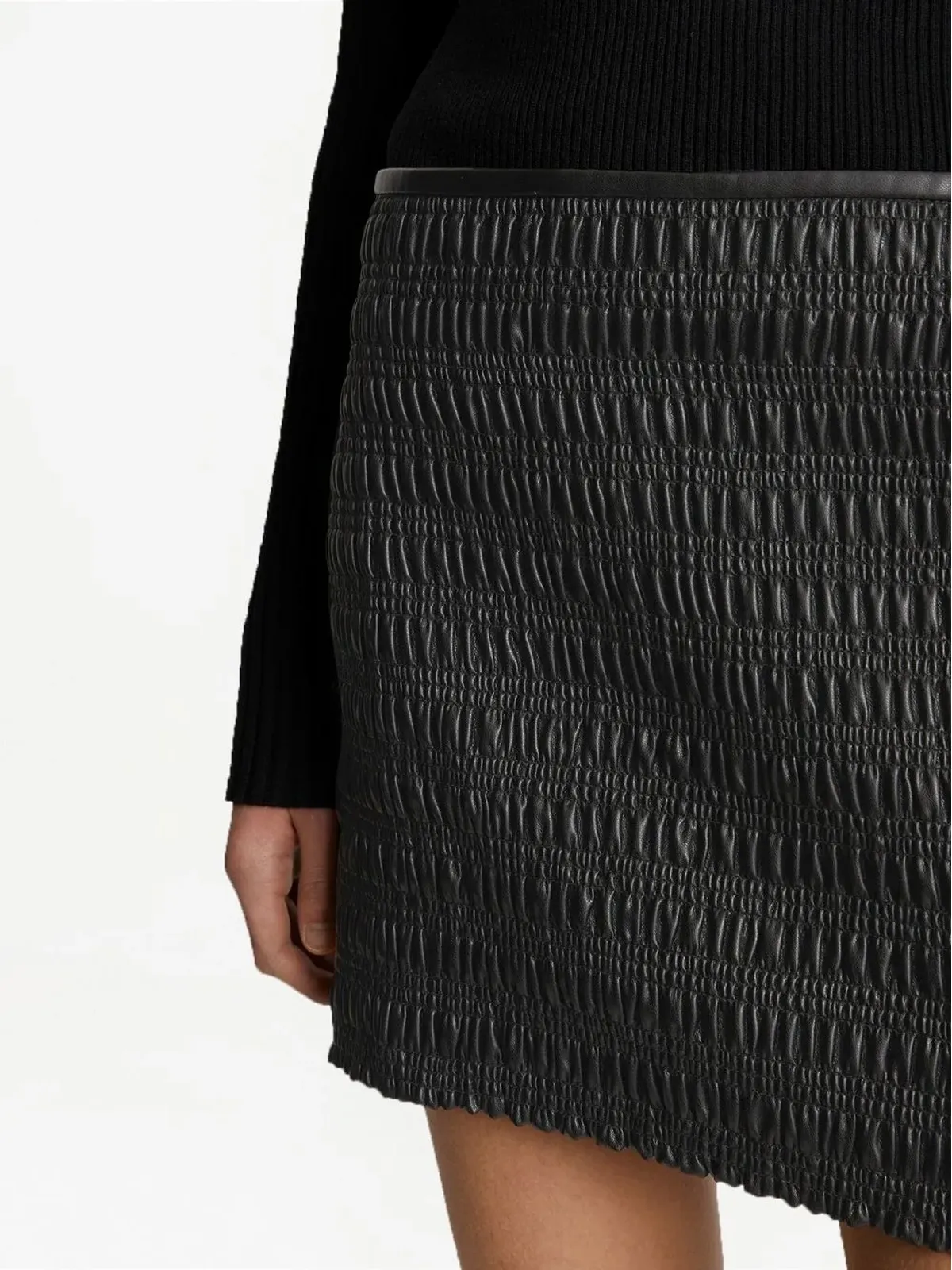 Proenza Schouler White Label フェイクレザー・スモック・ミニスカート（ブラック） - 画像5