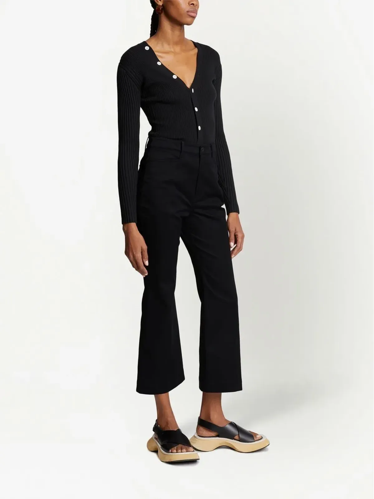 Proenza Schouler White Label クロップドフレアパンツ ブラック - 画像3