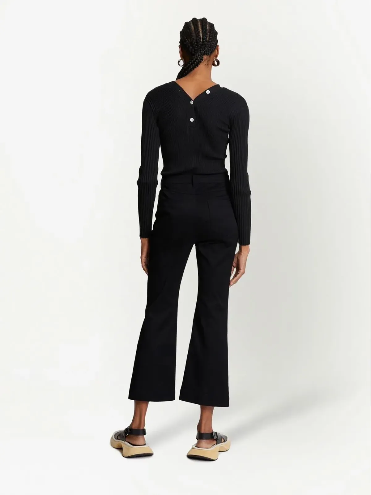 Proenza Schouler White Label クロップドフレアパンツ ブラック - 画像4
