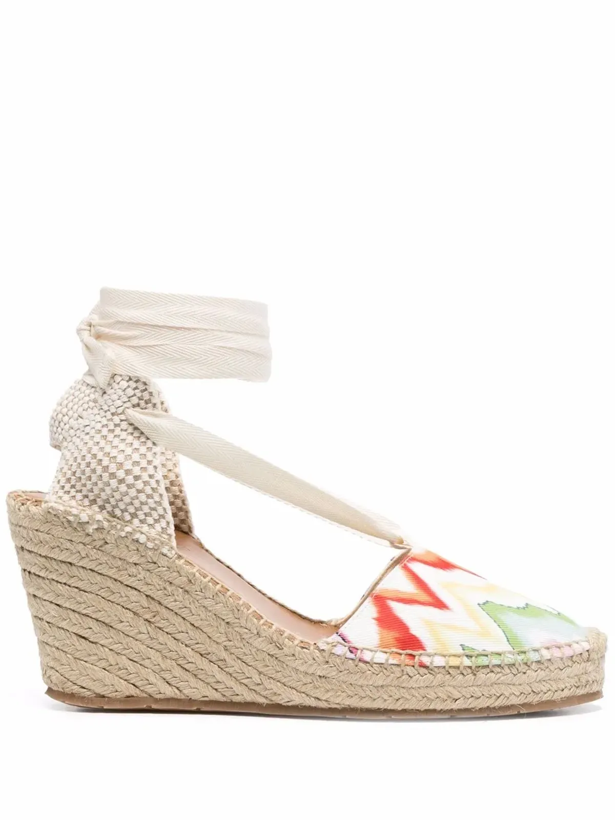 Missoni ジグザグ柄ウェッジエスパドリーユ（ニュートラルカラー） - 画像1