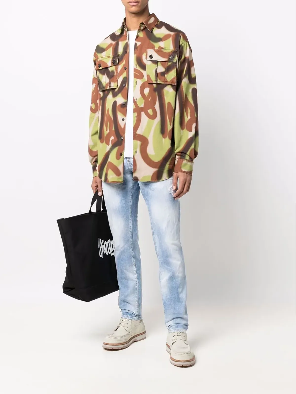 DSQUARED2 アブストラクトプリント フラップポケット シャツ - グリーン - 画像2