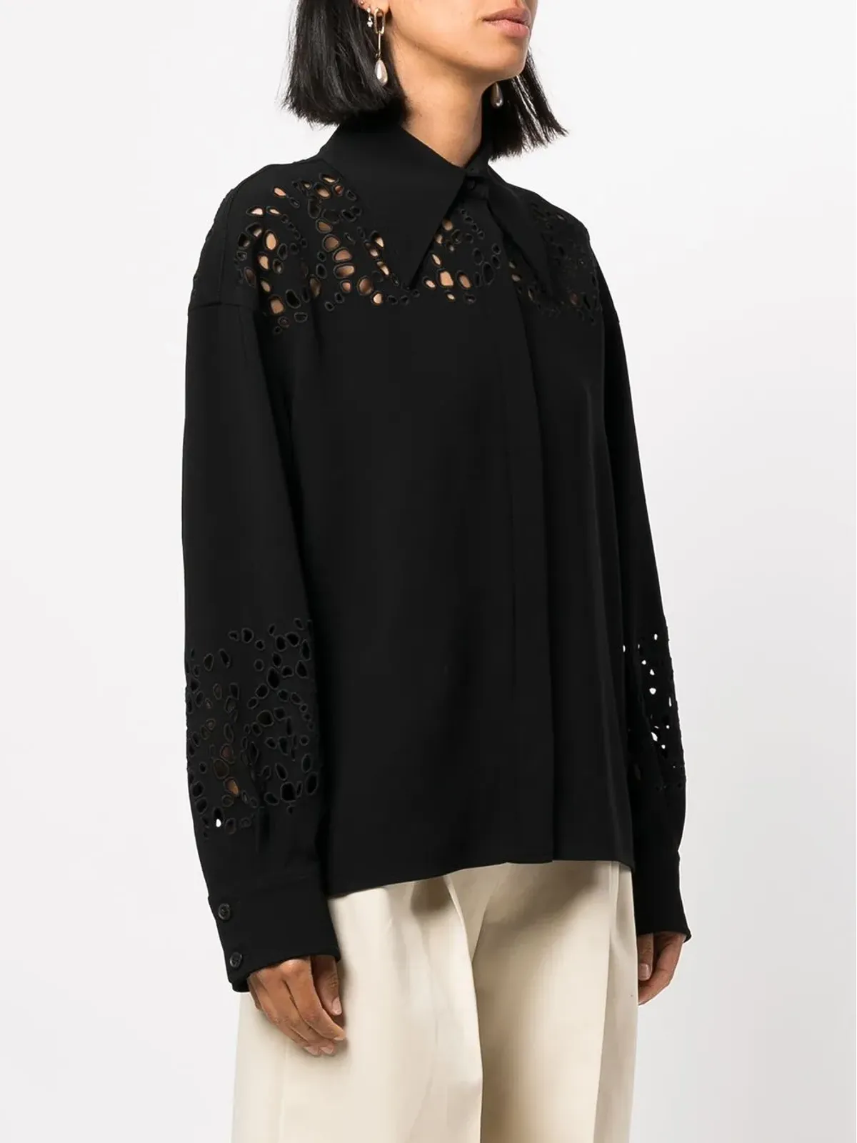 Proenza Schouler ブロderie anglaise生地のクレープシャツ - 画像3