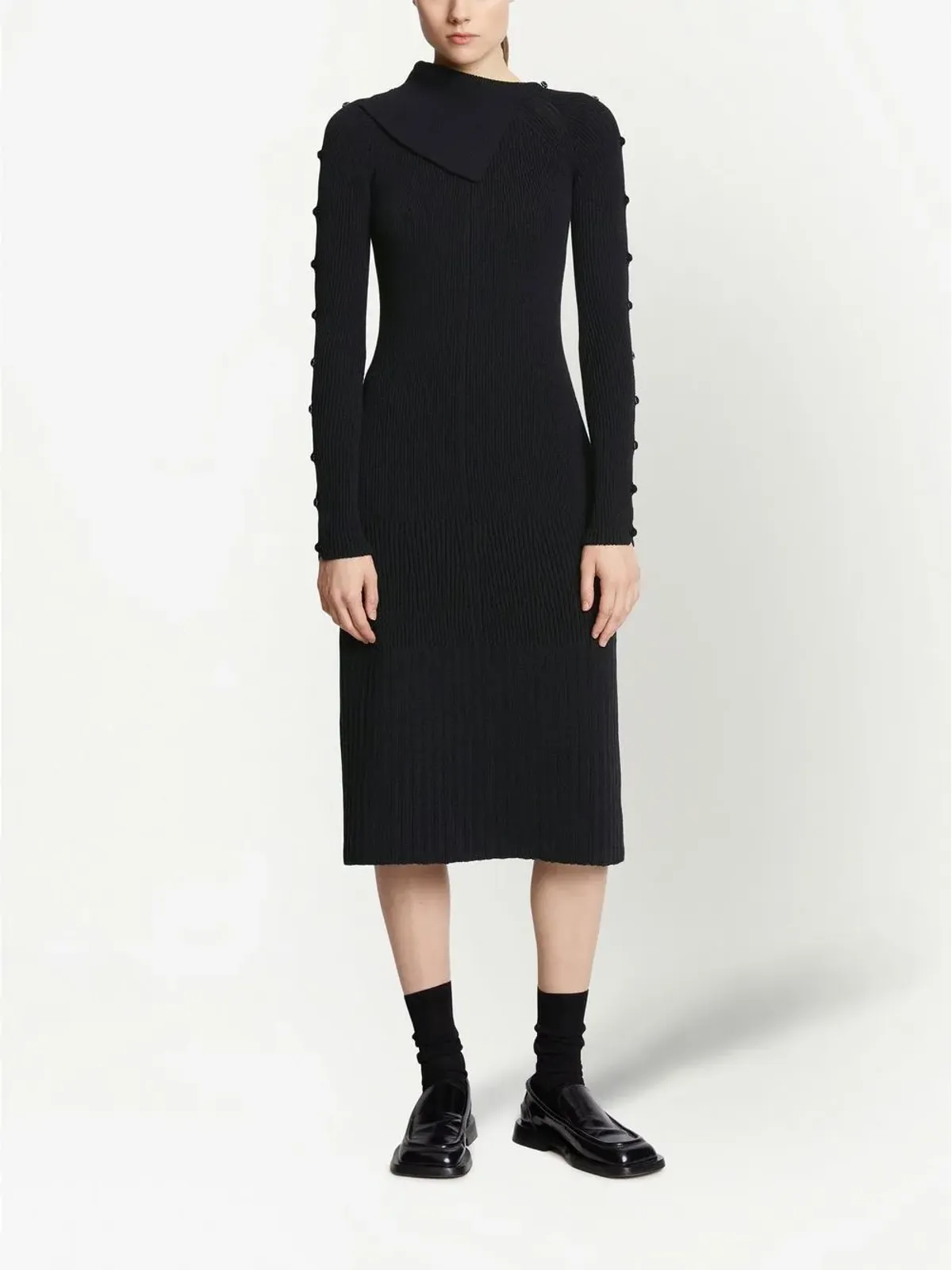 Proenza Schouler マイクロリブ ミディドレス ブラック - 画像2