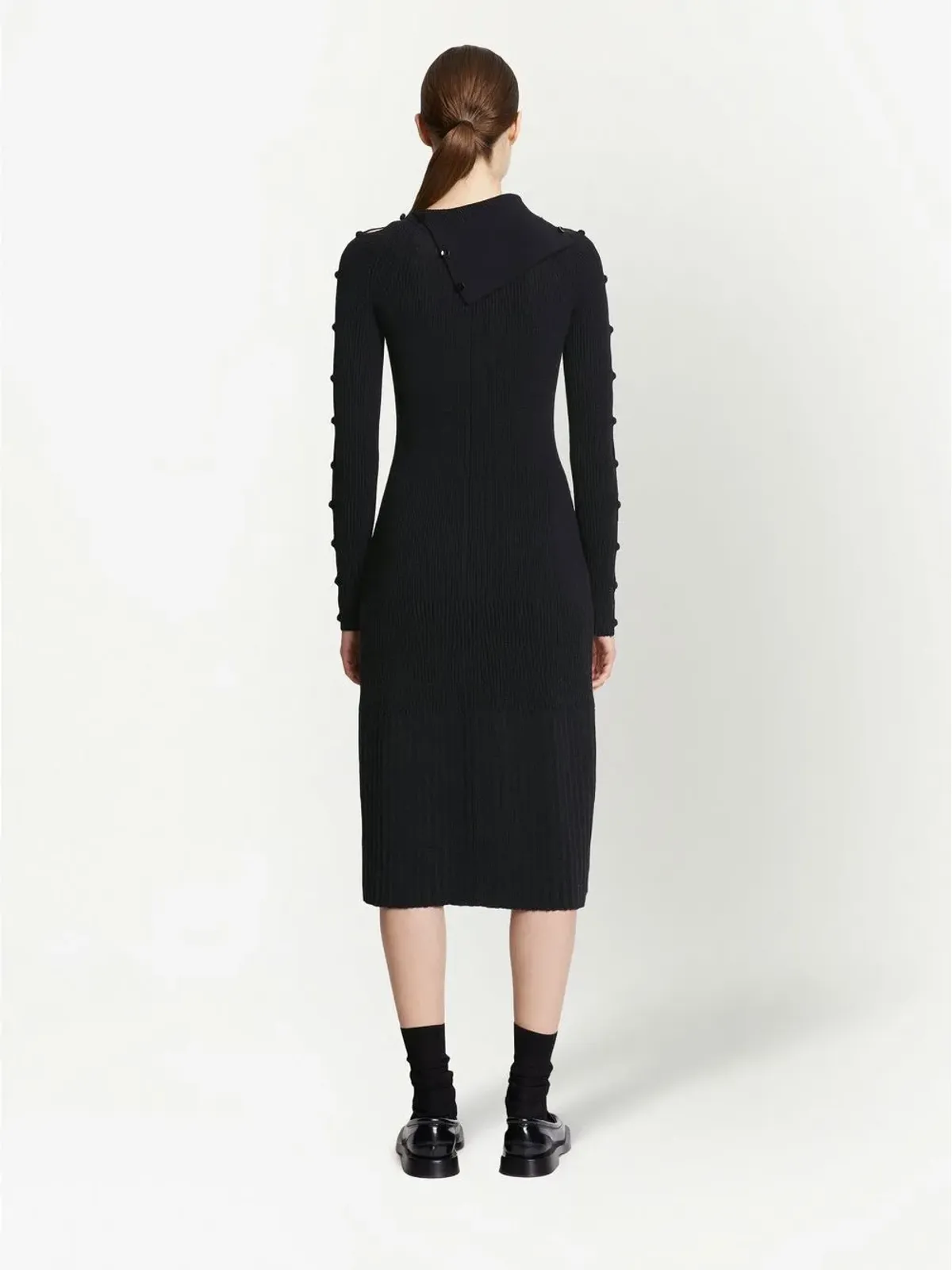 Proenza Schouler マイクロリブ ミディドレス ブラック - 画像3