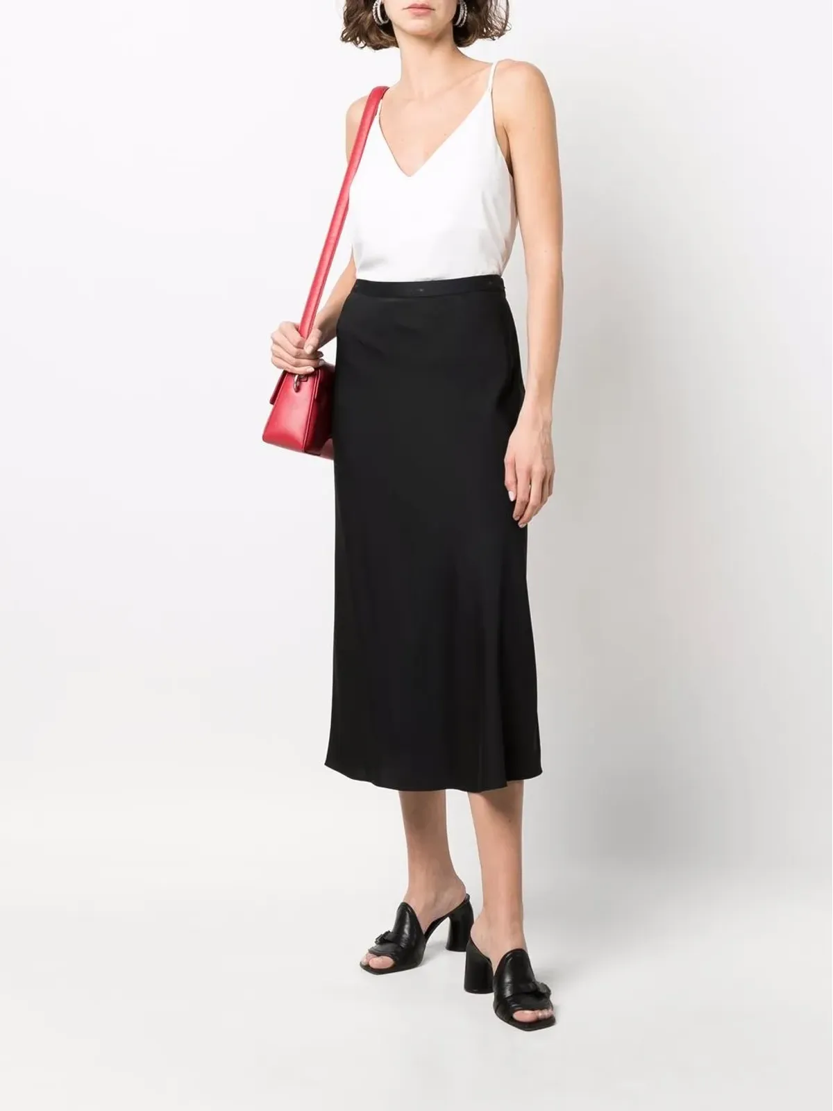 Calvin Klein ロゴ入りウエストバンド ミディスカート - ブラック - 画像2