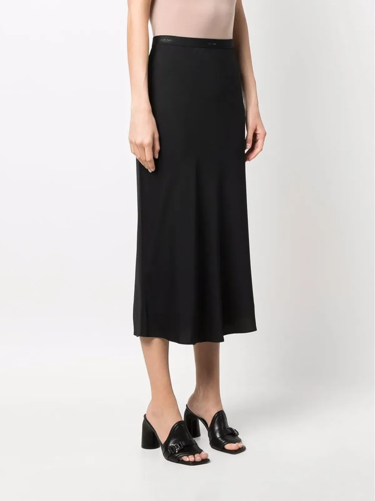 Calvin Klein ロゴ入りウエストバンド ミディスカート - ブラック - 画像3