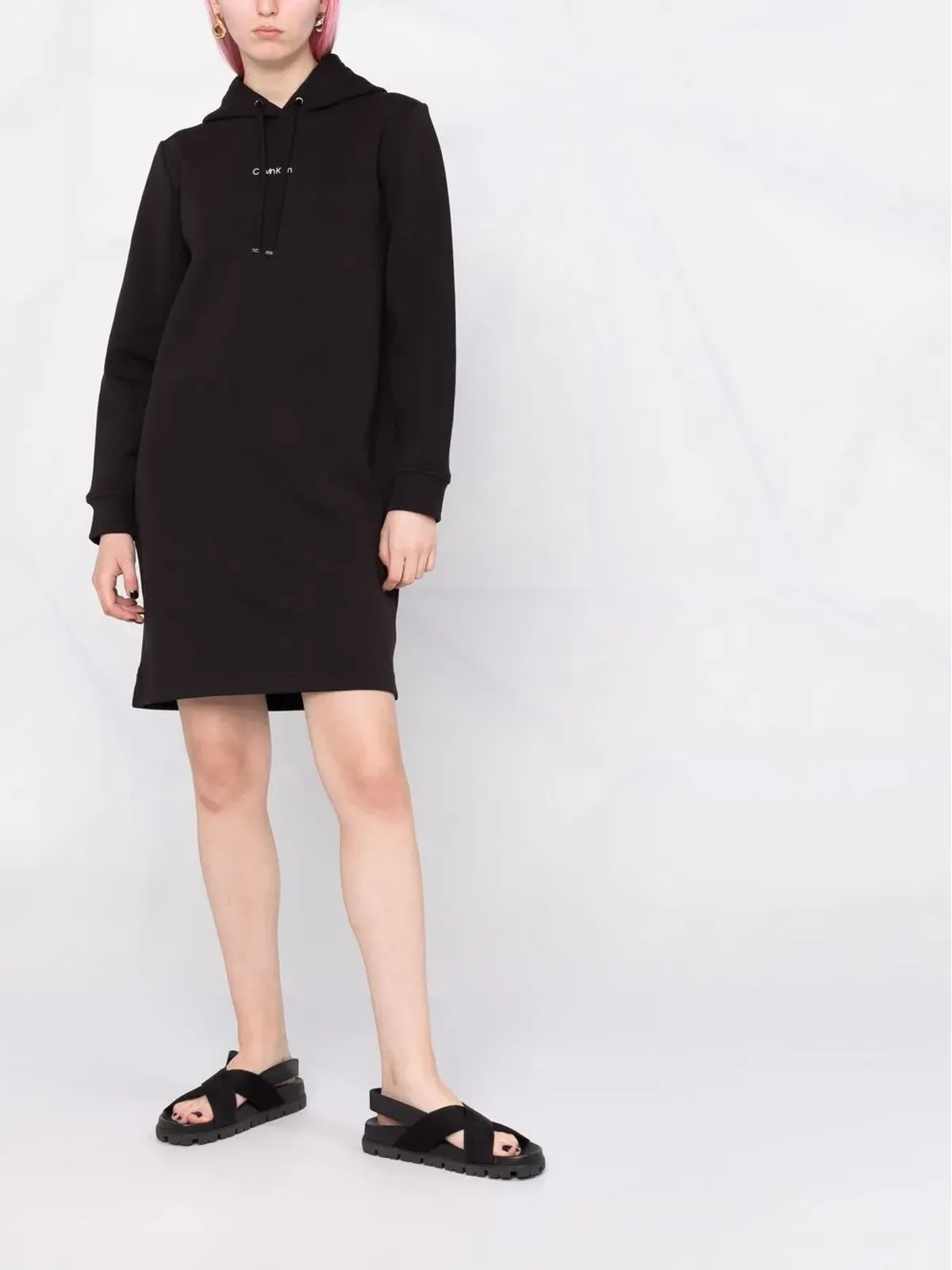 Calvin Klein ロゴプリントフード付きショートドレス - 画像2