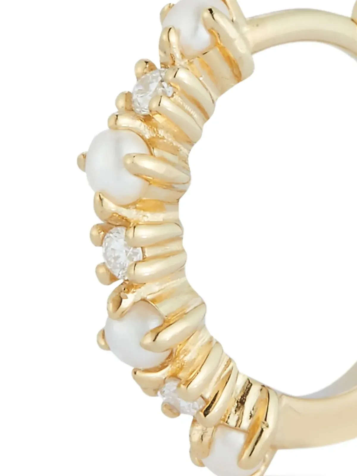 Mateo 14K イエローゴールド パール・ダイヤモンド フープピアス - 画像4