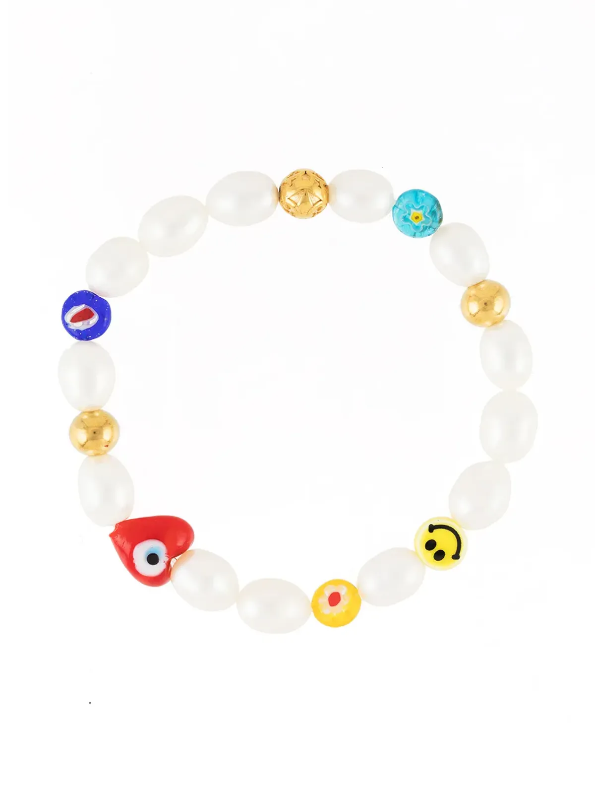 Nialaya Jewelry パールとガラスのペンダント ブレスレット - 画像1