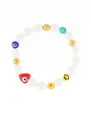 Nialaya Jewelry パールとガラスのペンダント ブレスレット - サムネイル1