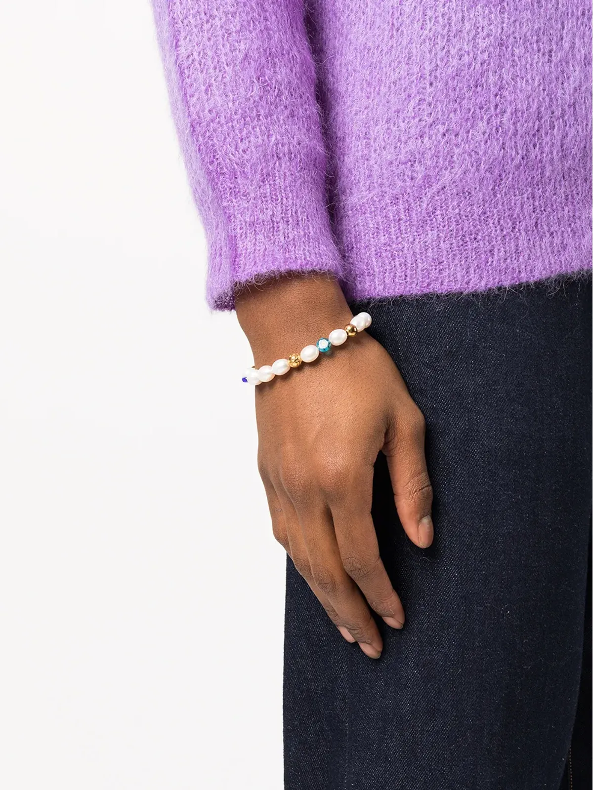 Nialaya Jewelry パールとガラスのペンダント ブレスレット - 画像2