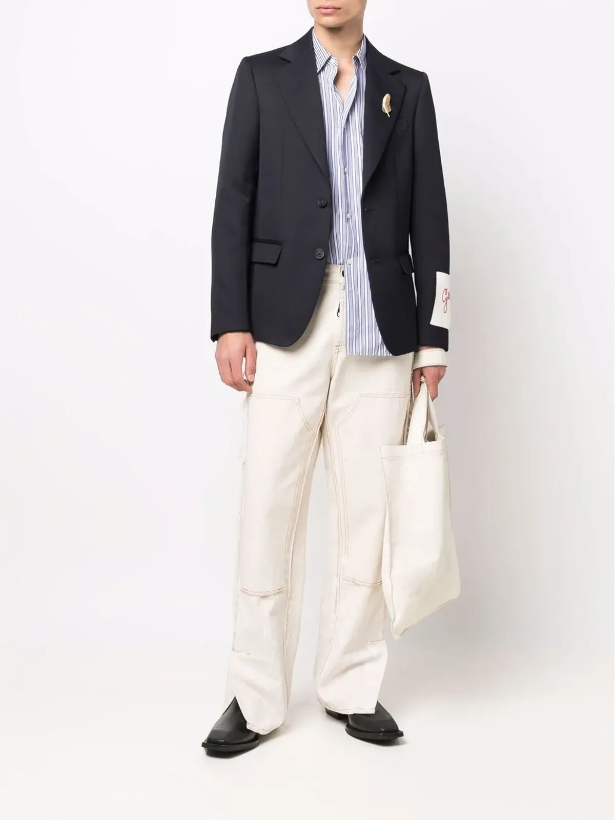 Golden Goose シングルブレスト ロゴパッチ ブレザー ブルー - 画像2