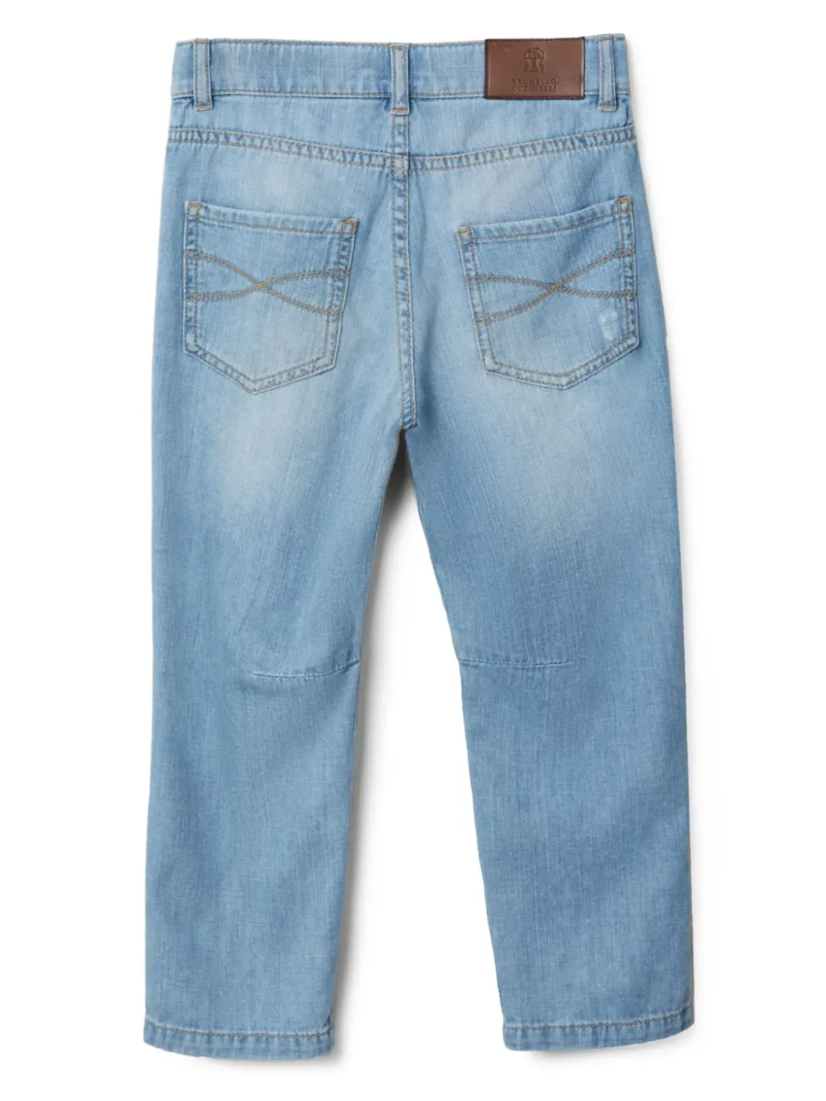 Brunello Cucinelli Kids ダメージ加工ストレートジーンズ - ブルー - 画像2