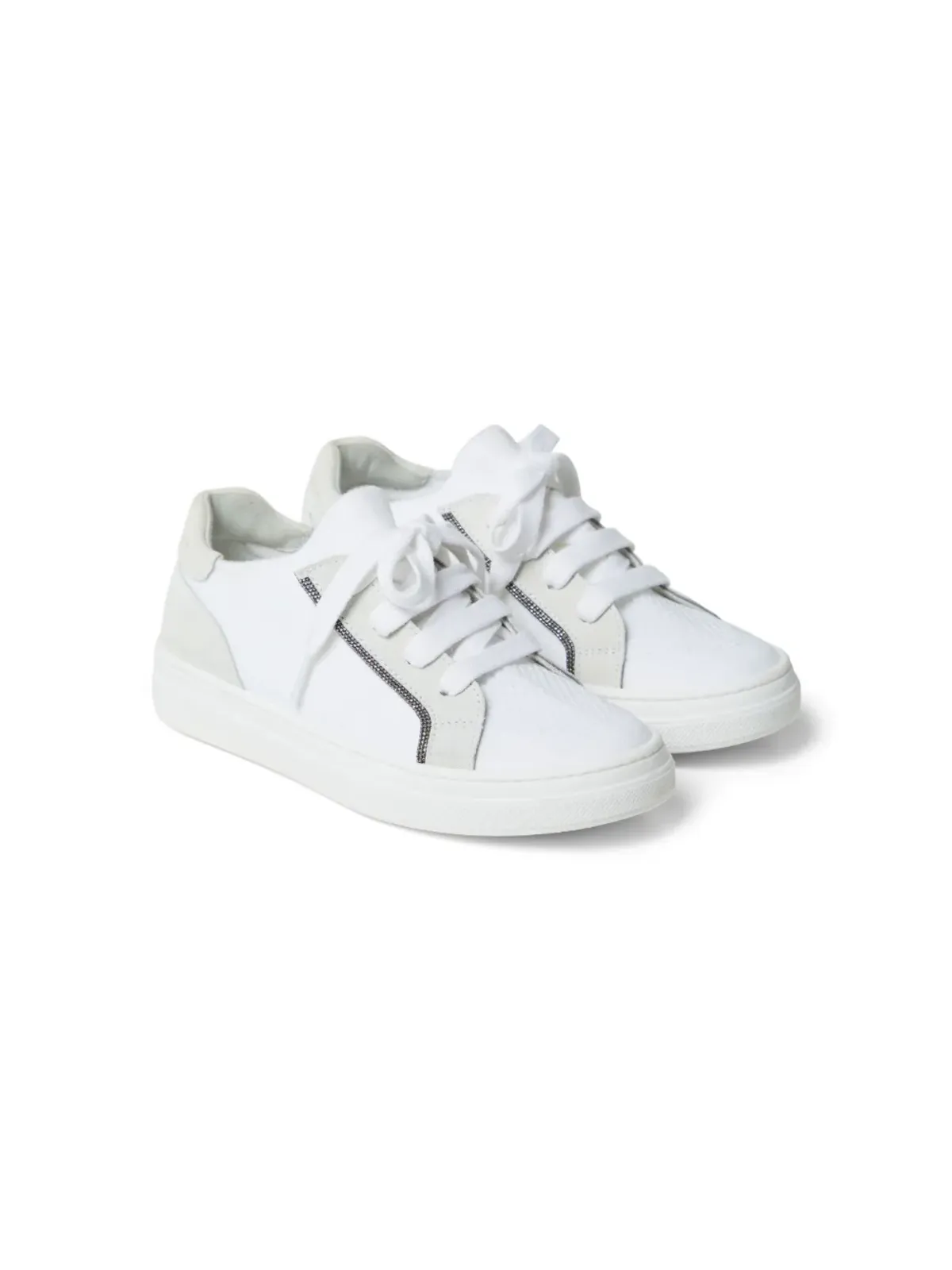 Brunello Cucinelli Kids ローカット レースアップスニーカー - White - 画像1