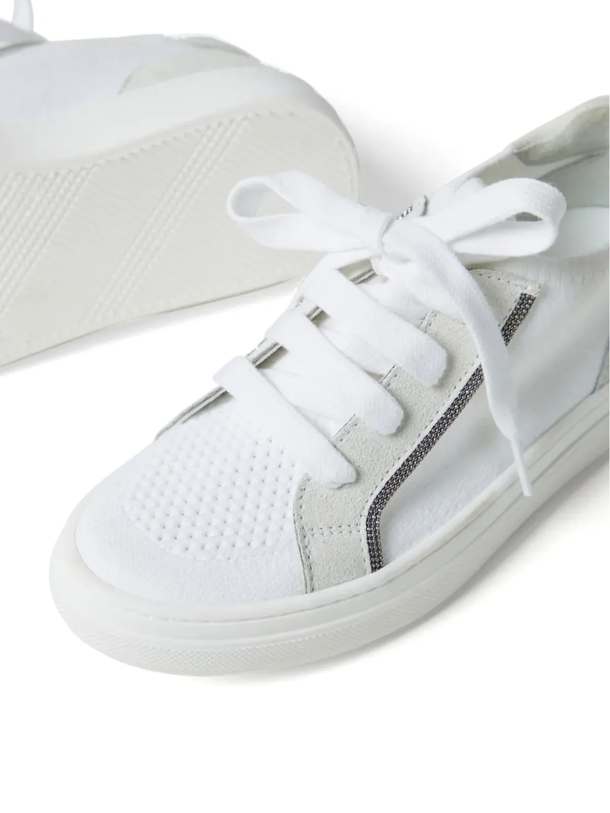 Brunello Cucinelli Kids ローカット レースアップスニーカー - White - 画像4