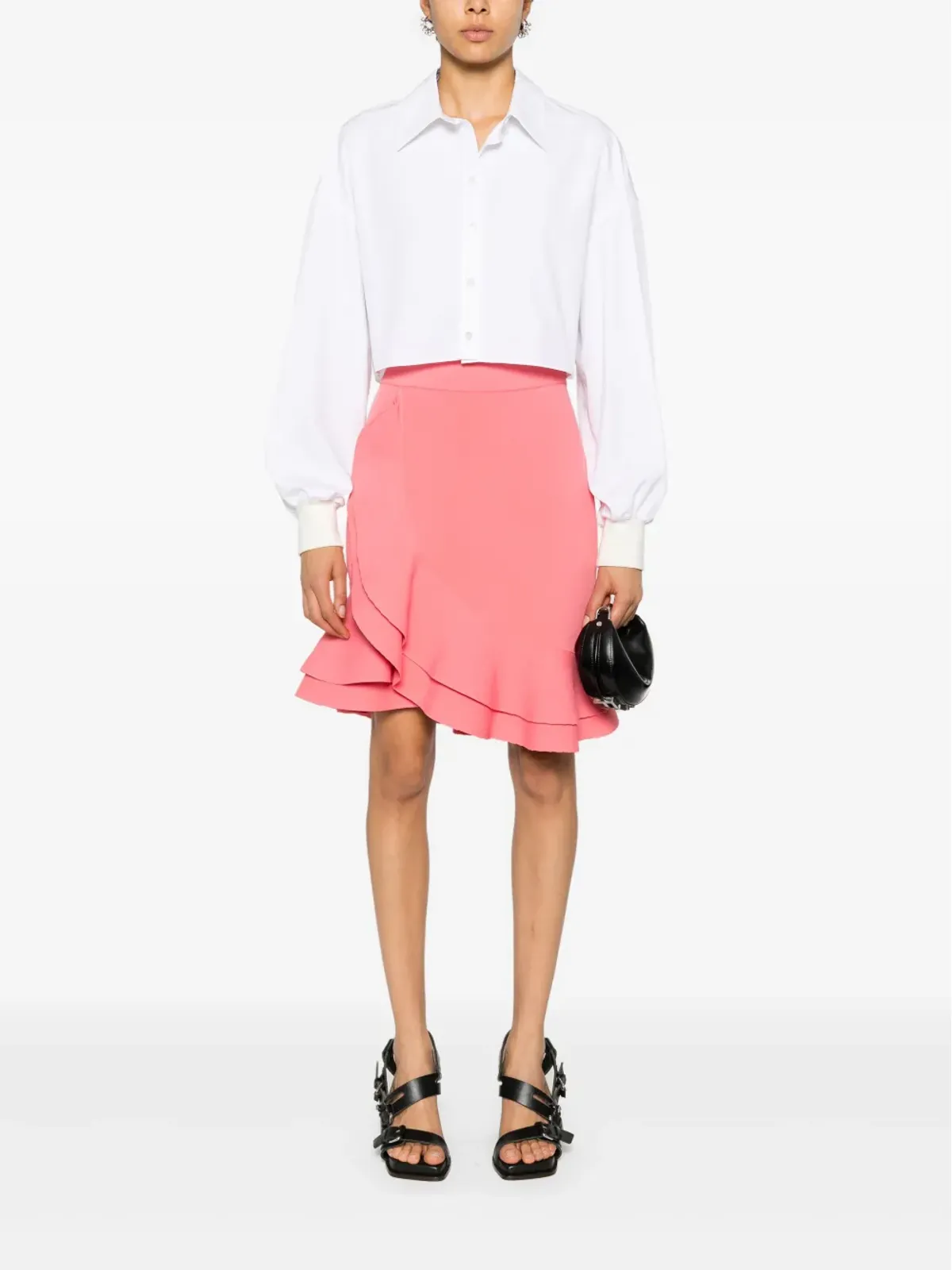 Alexander McQueen ラッフルド アシンメトリースカート ピンク - 画像2