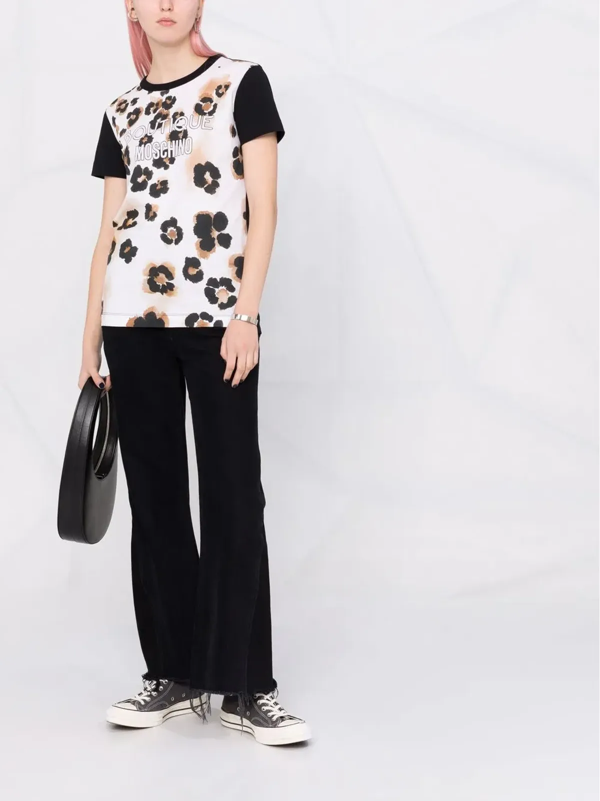 Boutique Moschino アブストラクトプリント ロゴプリント Tシャツ - 画像2