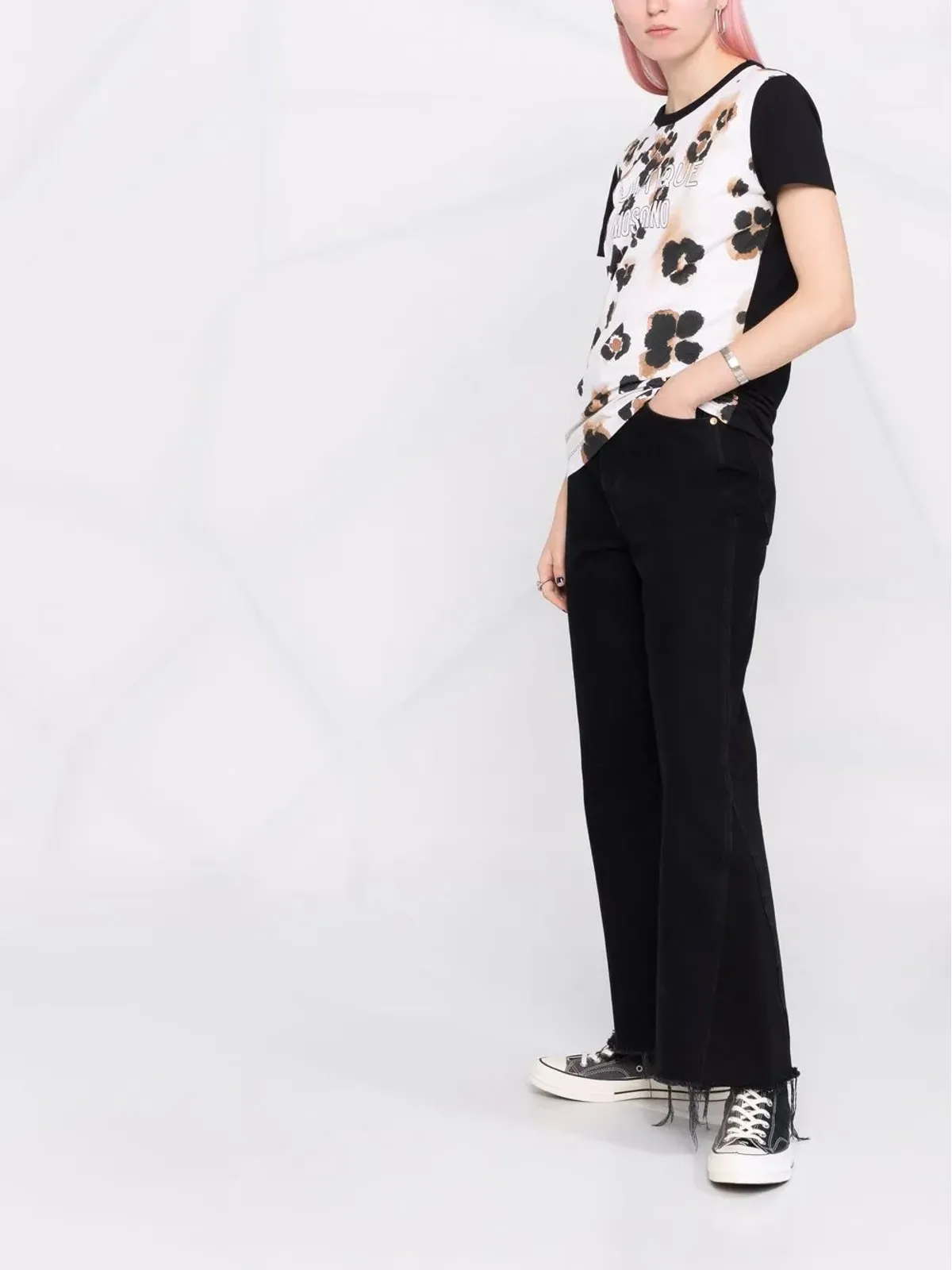 Boutique Moschino アブストラクトプリント ロゴプリント Tシャツ - 画像4