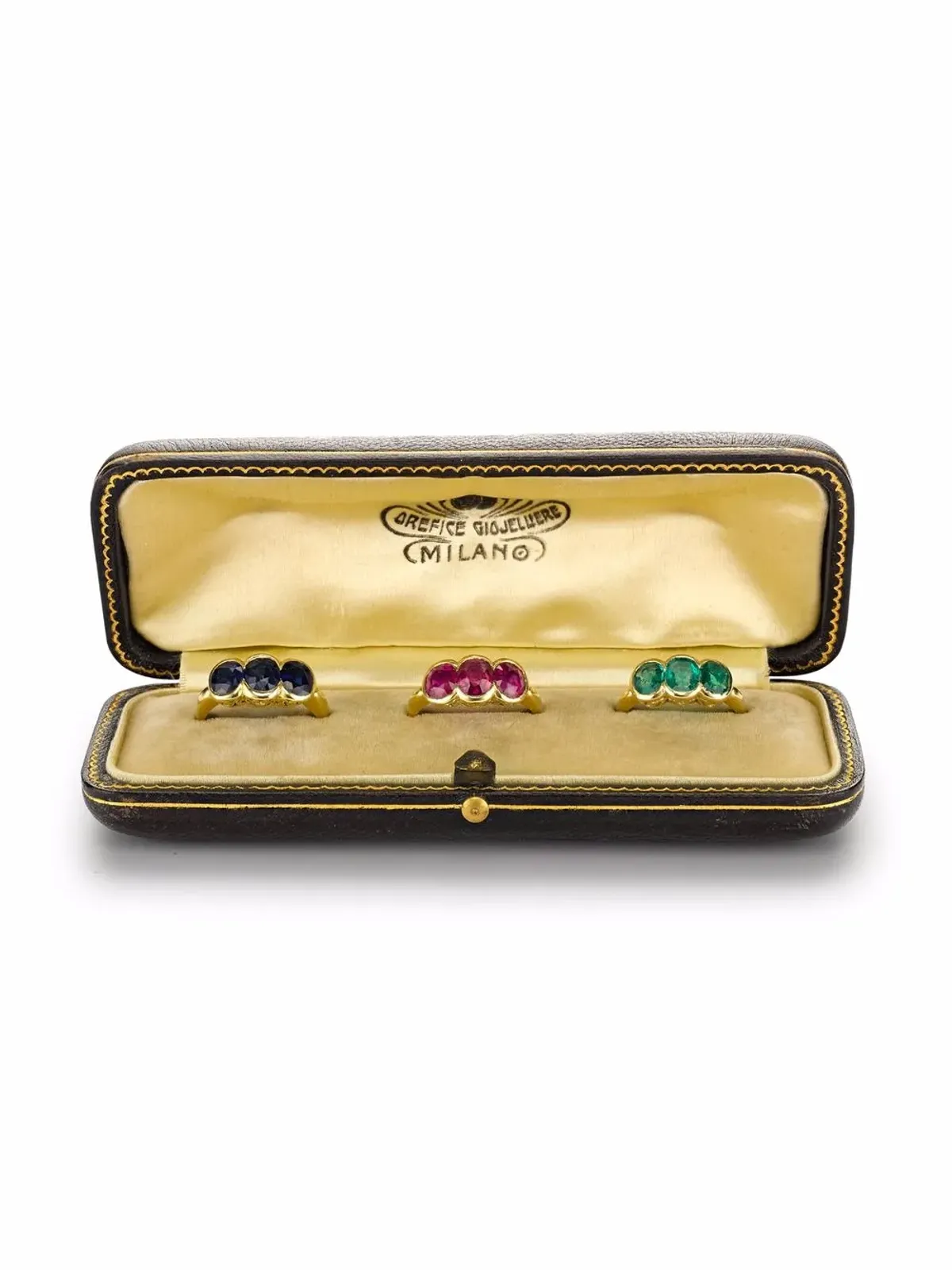 Pragnell Vintage 18kt イエローゴールド アールヌーボー 宝石付き リング セット - 画像1