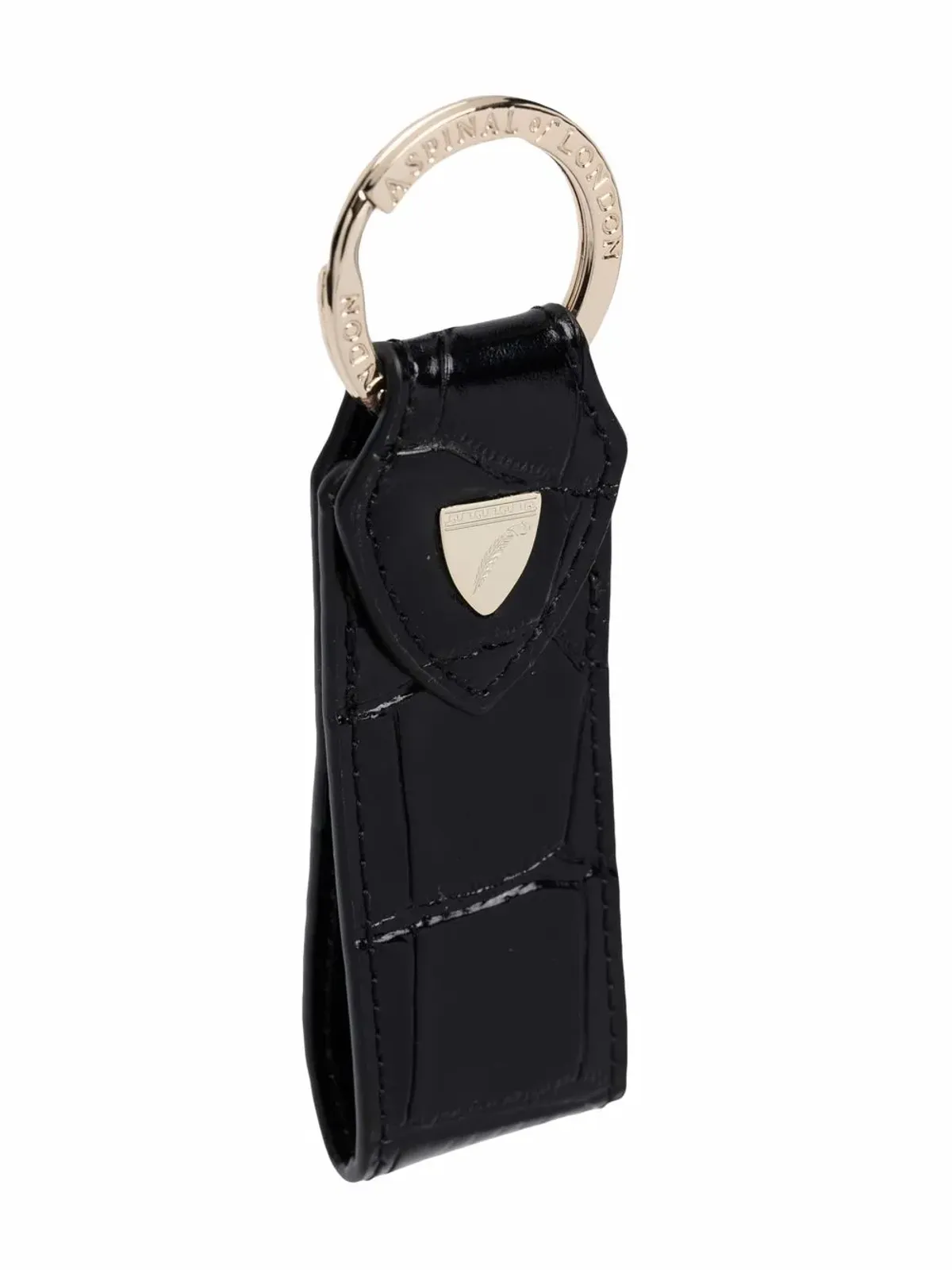 Aspinal Of London crocodile-effect loop keyring - Black - 画像2