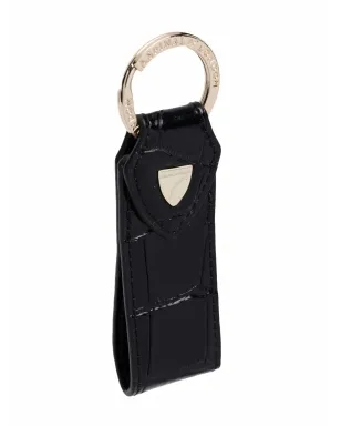 Aspinal Of London crocodile-effect loop keyring - Black - サムネイル2