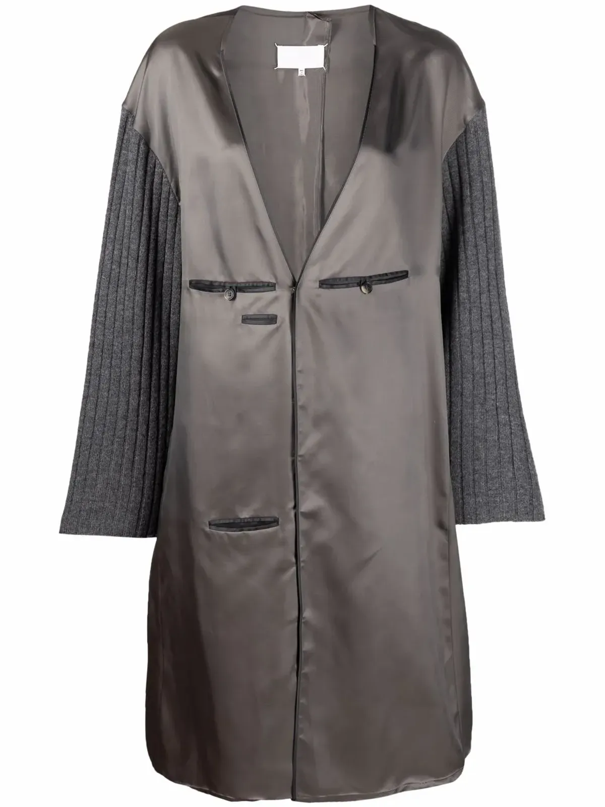 Maison Margiela コントラストスリーブ Vネック ドレス - 画像1
