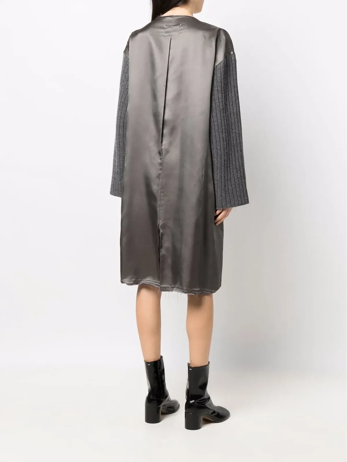 Maison Margiela コントラストスリーブ Vネック ドレス - 画像4