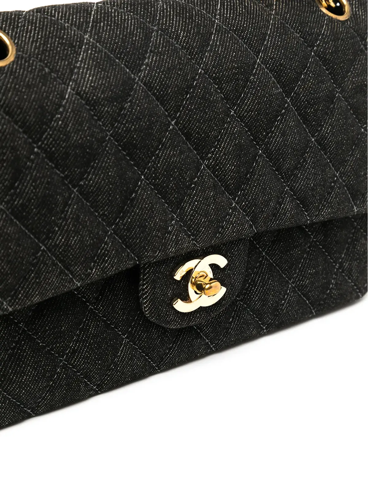 CHANEL Pre-Owned 1998年 ダブルフラップ デニム ショルダーバッグ - 画像4