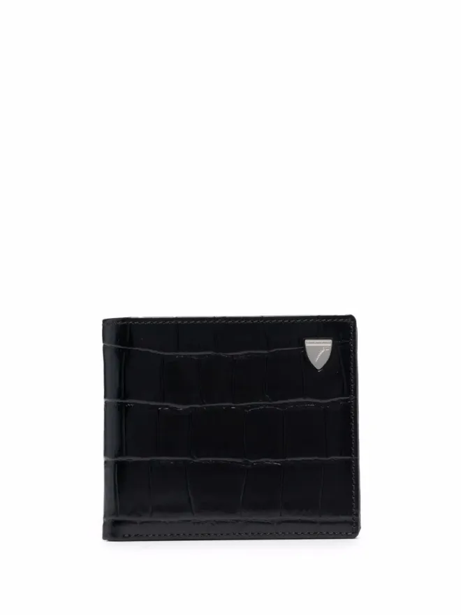 Aspinal Of London Aspinal Of London クロコエフェクト・二つ折り財布 - ブラックの商品画像