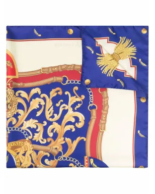Aspinal Of London バロック柄プリントスカーフ ブルー - サムネイル1