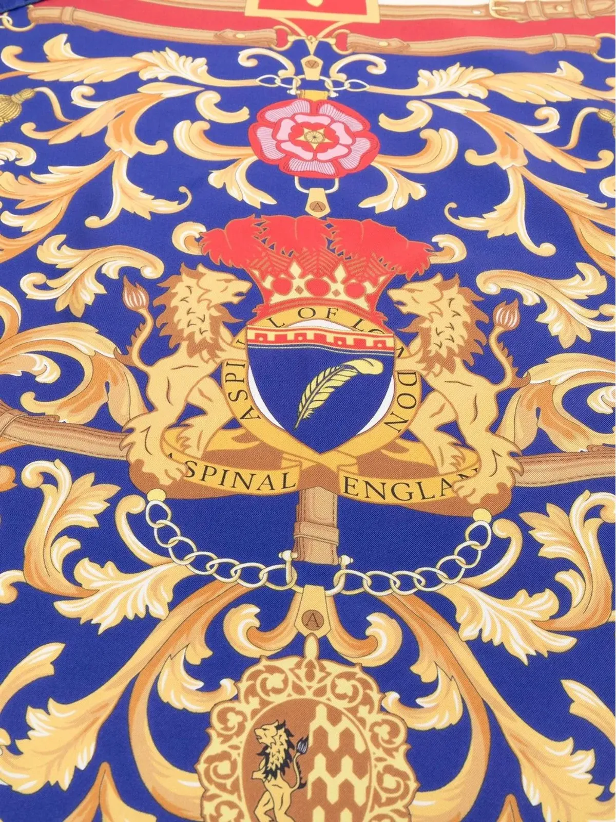 Aspinal Of London バロック柄プリントスカーフ ブルー - 画像3