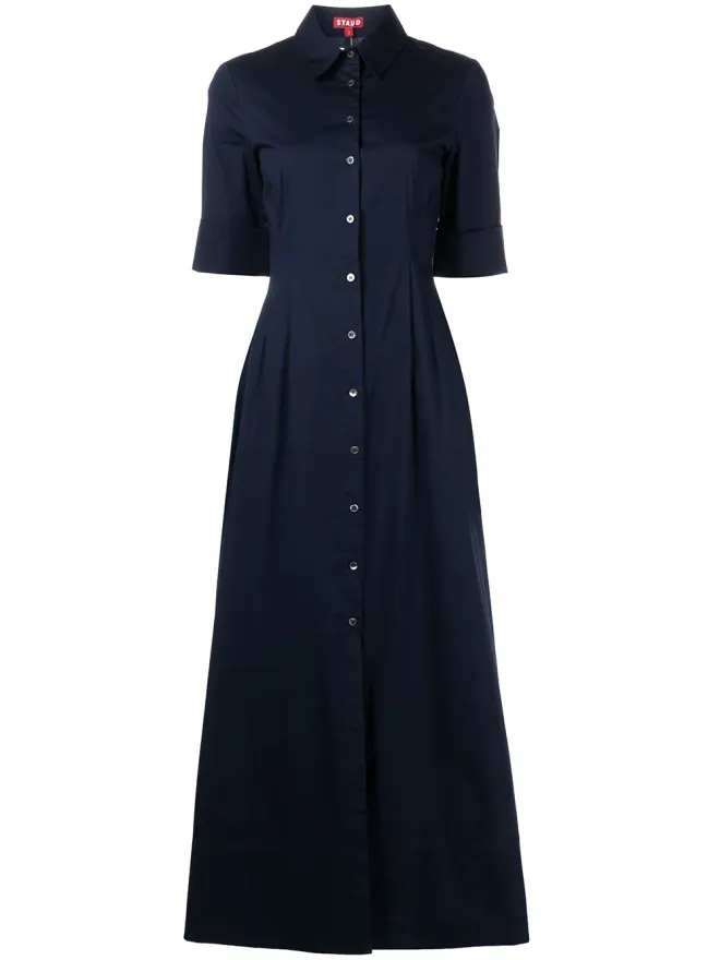 STAUD STAUD Joan shirt maxi dress - Blueの商品画像