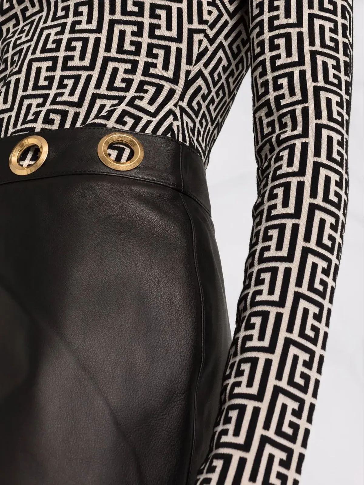 ETRO アイレットディテール レザーミニスカート - 画像3