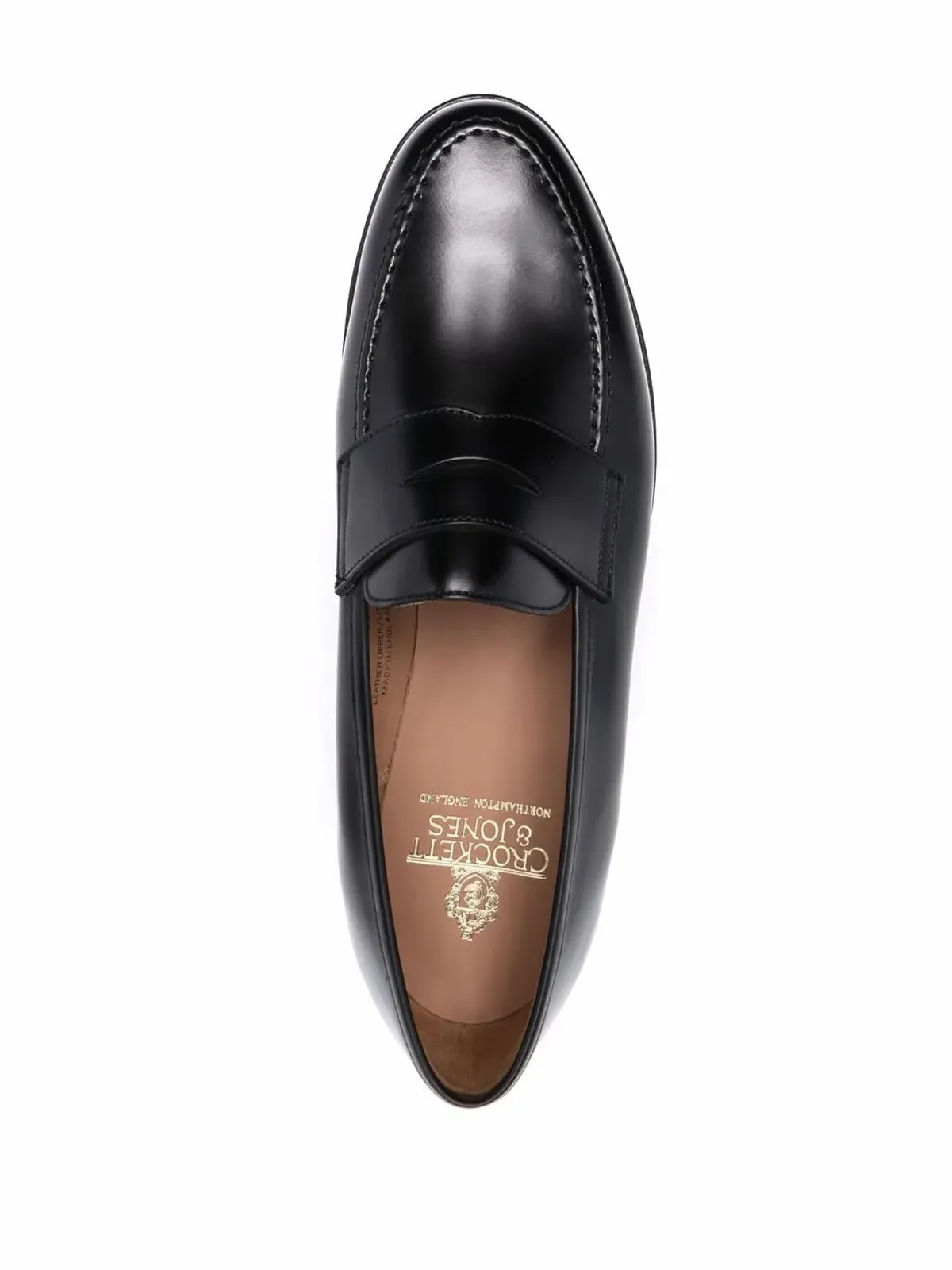 Crockett & Jones アーモンドトゥ レザー ローファー - ブラック - 画像4
