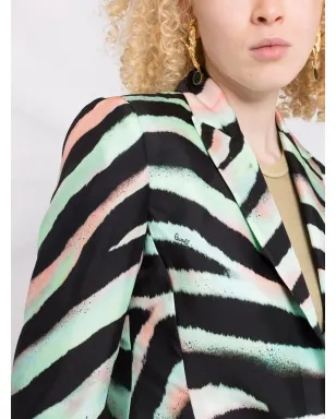 Roberto Cavalli ゼブラ柄シルクブレザー（ブラック） - サムネイル3