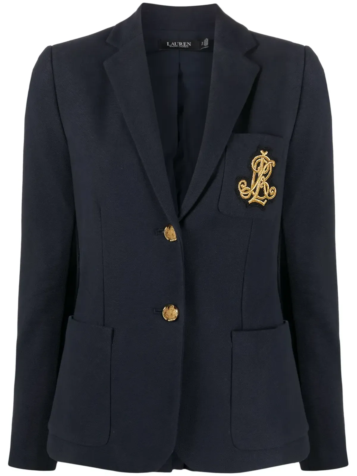 Lauren Ralph Lauren 刺繍ロゴ入りシングルブレストブレザー - ネイビー - 画像1