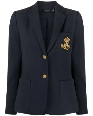 Lauren Ralph Lauren 刺繍ロゴ入りシングルブレストブレザー - ネイビー - サムネイル1