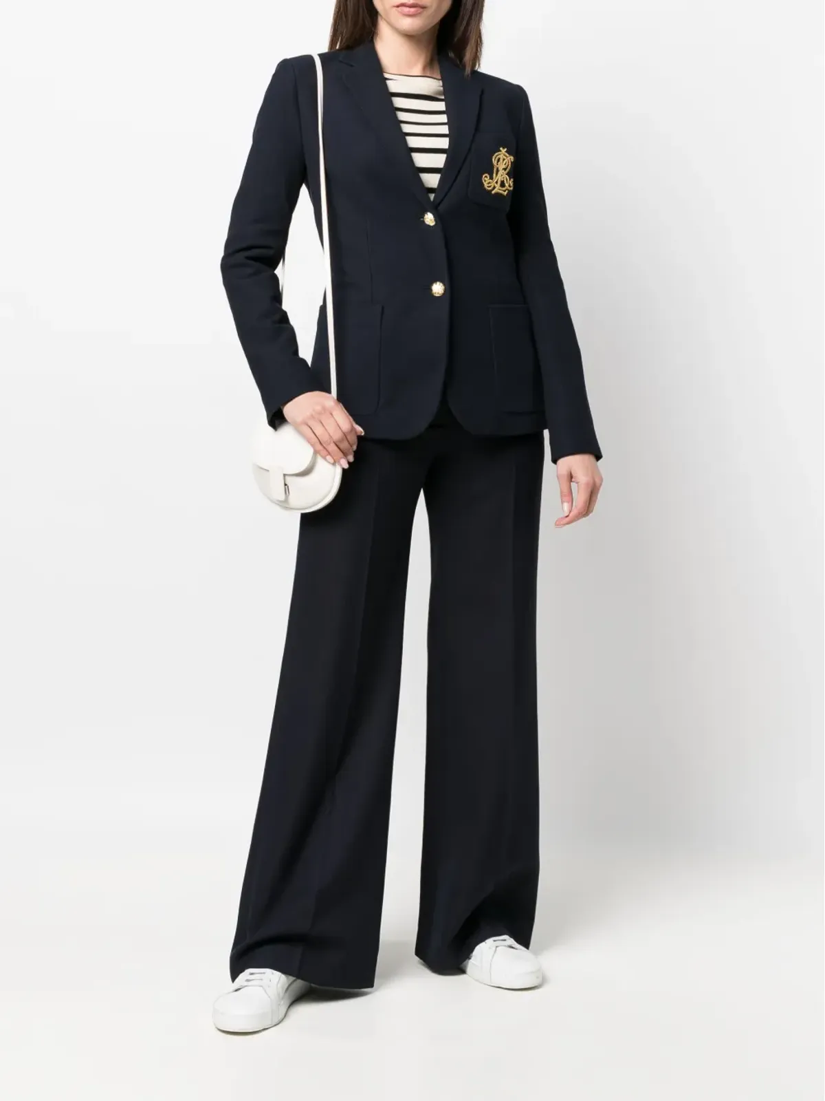 Lauren Ralph Lauren 刺繍ロゴ入りシングルブレストブレザー - ネイビー - 画像2