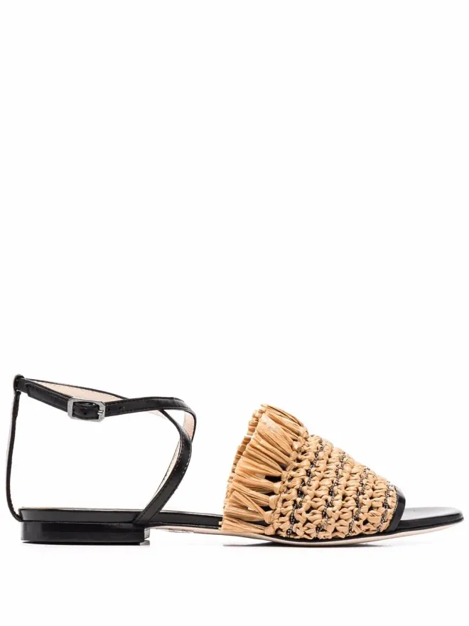 Fabiana Filippi Fabiana Filippi ラフィアストラップレザーサンダルの商品画像