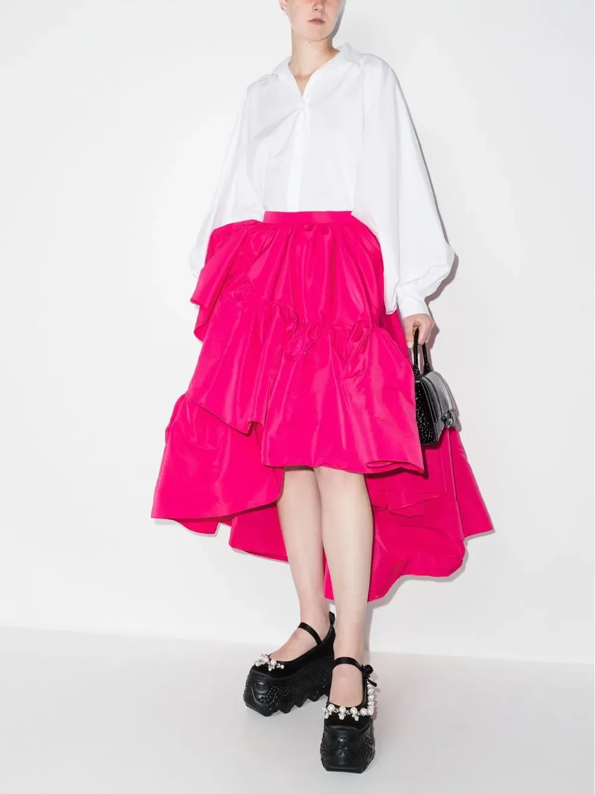 Alexander McQueen アシンメトリック・フリルスカート ピンク - 画像5