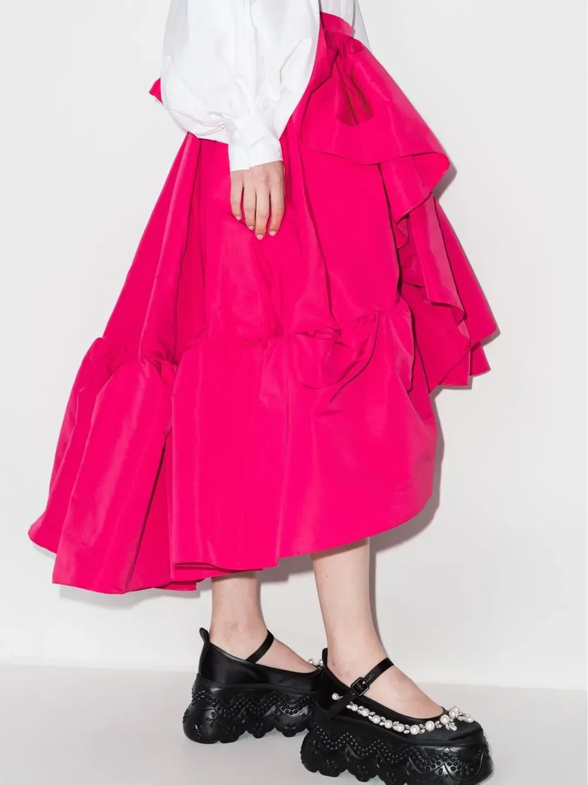 Alexander McQueen アシンメトリック・フリルスカート ピンク - 画像2