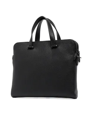 Ferragamo ロゴプレート付きレザー ブリーフケース - ブラック - サムネイル3