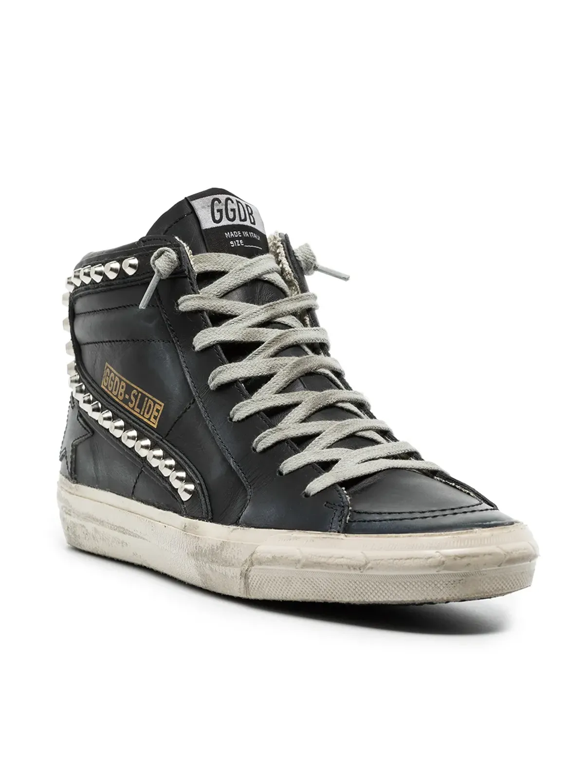 Golden Goose Slide distressed studded sneakers - Black - 画像2