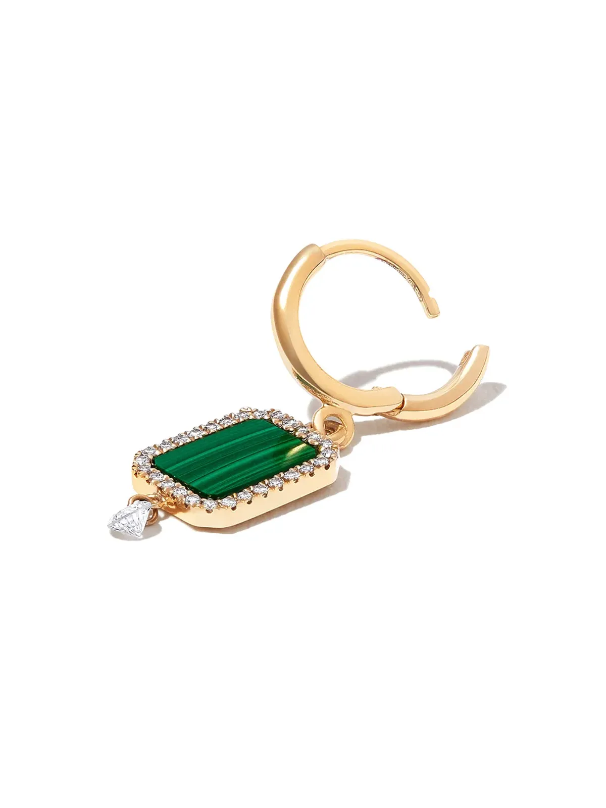 Persée 18kt イエローゴールド マラカイト ダイヤモンド ドロップ イヤリング - 画像2