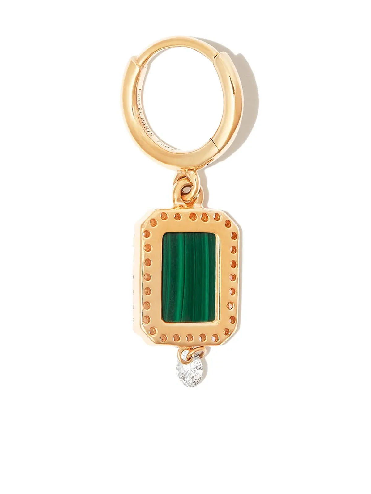 Persée 18kt イエローゴールド マラカイト ダイヤモンド ドロップ イヤリング - 画像3