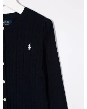 POLO RALPH LAUREN KIDS ロゴ刺繍 ケーブルニット カーディガン - Blue - サムネイル3