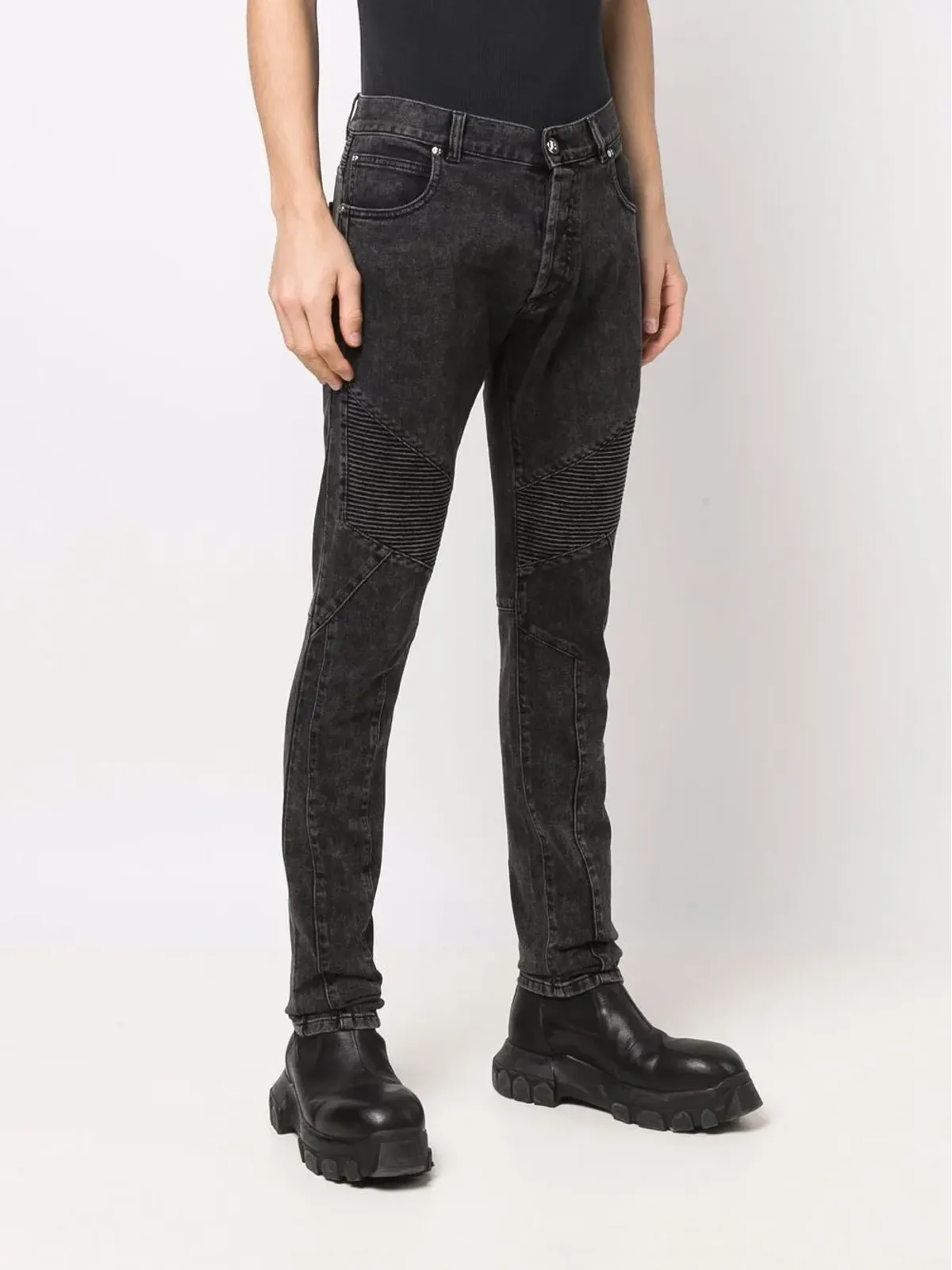 Balmain デボスド ロゴ ディテール ジーンズ - 画像3