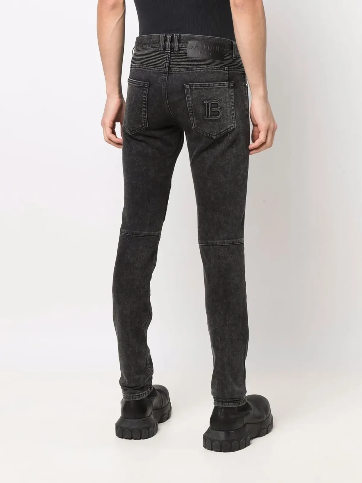 Balmain デボスド ロゴ ディテール ジーンズ - 画像4
